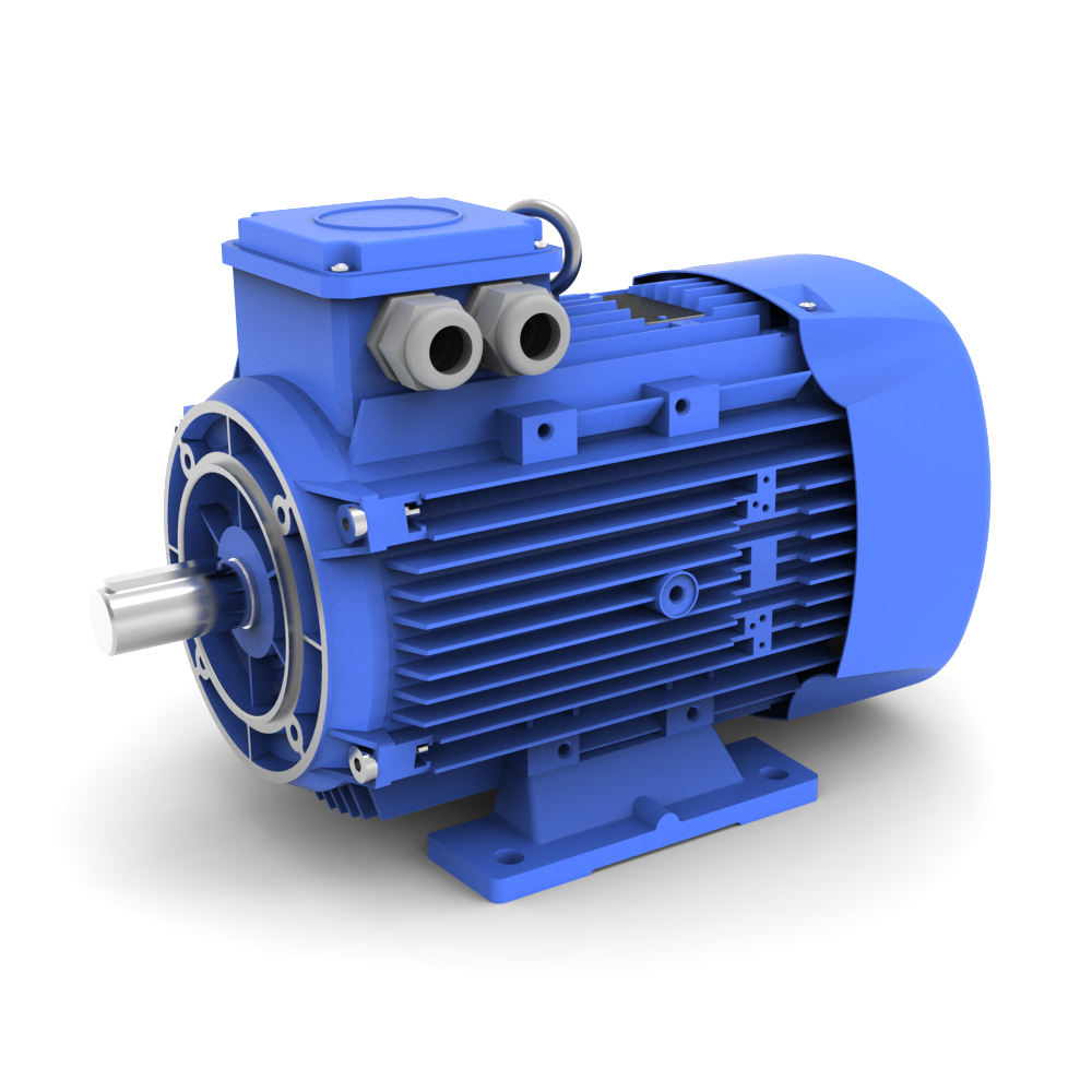 ELSTO Q3E-serie aluminium draaistroommotor IE3 bouwvorm B3/B14a schuin voor aanzicht